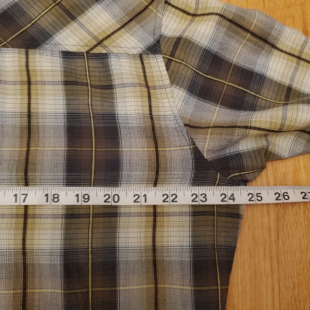 Vintage Kuhl Shirt Mens Large Earth Tone Plaid Short Sleeve Button Up Normcore - Picture 12 of 13